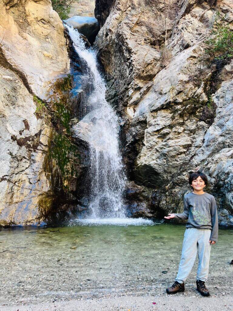 Boy with waterfall